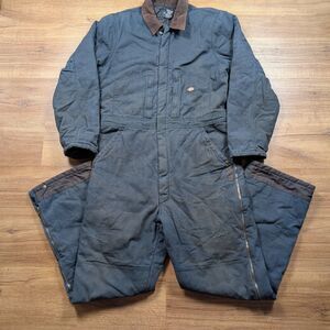 Genuine Dickies Insulated Duck Coveralls Men Size Large Tall Blue Workwear Warm